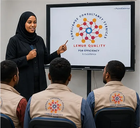 Lemur Quality trainer presenting to staff during a capacity building session